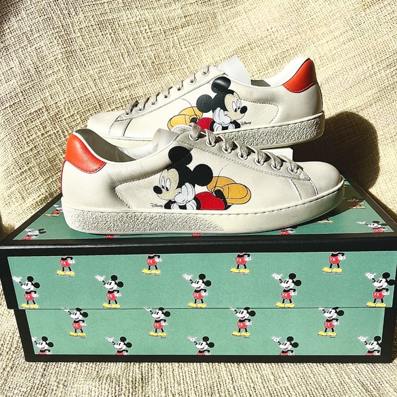 NEW in Box GUCCI X Disney Ivory Mickey Mouse Sneakers - Picture 1 of 7